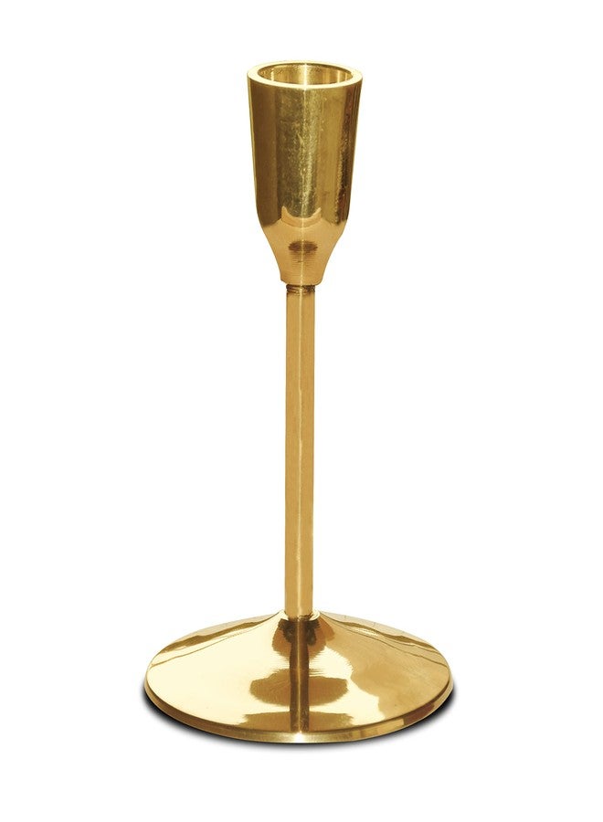 Pure Source India Heavy Weight Brass Tapper Candle Stand | Candle Holder, 4.5 inch, Gold - Image 1